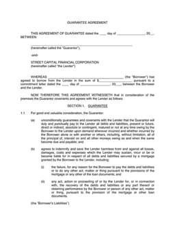 Guarantee Agreement for Loan Personal Assurance form preview