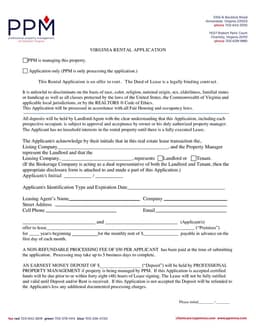 Virginia Tenant Property Application Overview form preview