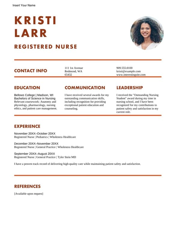 Bold nursing resume
