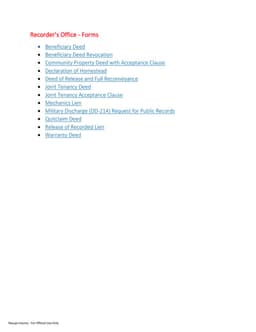 Arizona Property Legal Documents - Navajo County Recorder's Office form preview