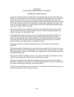 Michigan Power of Attorney MCL 556.201-556.505 - Choosing a Trusted Property Agent form preview