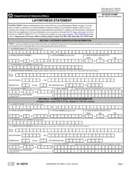 VA 21-10210 - Veteran's Statement Submission for Substantiating Claims form preview