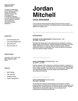 Color block UIUX designer resume form preview
