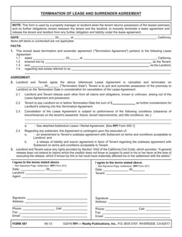 Termination of Lease and Surrender Agreement Details form preview