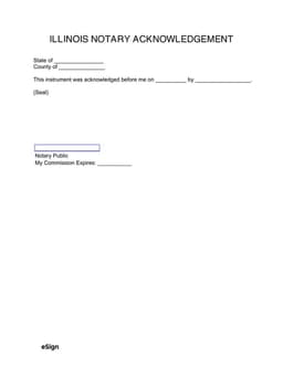 Illinois Notary Acknowledgment and Cash Receipt Document form preview