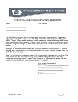 Iowa 470-3032 Affidavit for Suspension of Child Support form preview