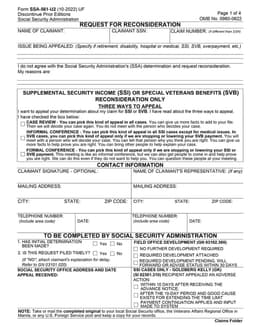 SSA-561-U2 – Request for Social Security Reconsideration form preview