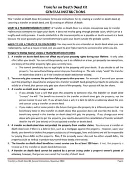 Transfer on Death Deed Kit for Efficient Estate Planning form preview