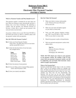 Delaware 200-V Individual Electronic Filer Payment Voucher form preview