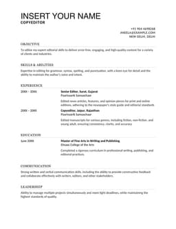 Resume chronological form preview