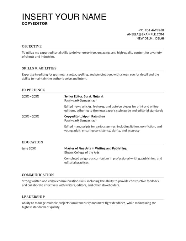 Get the most current Resume chronological form now