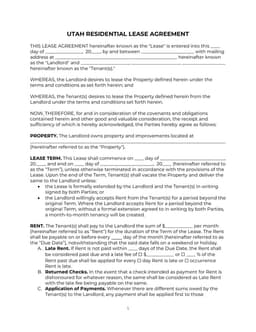 Utah Residential Lease Agreement Overview form preview