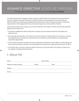 Oregon Advance Directive - Choosing Your Healthcare Representative Under ORS 127.531 form preview