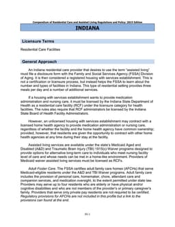 Indiana IN-1 Dietary Requirements for Registered Assisted Living Facilities form preview