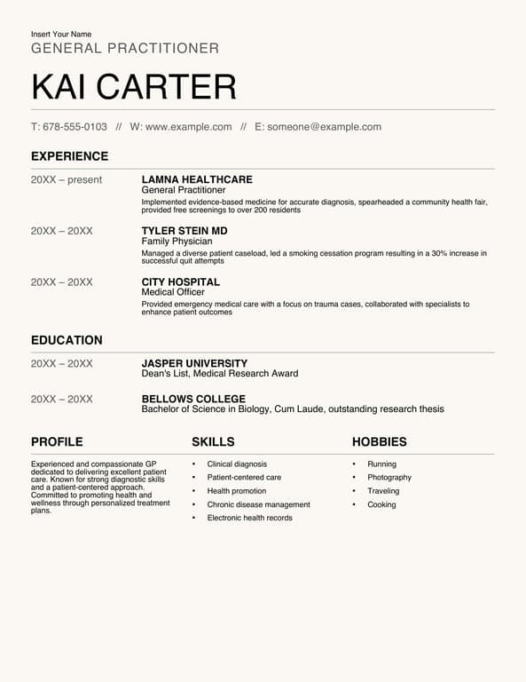 Bold minimalist professional resume