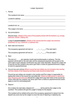 Scotland Lodger Agreement Basic Rental Details form preview