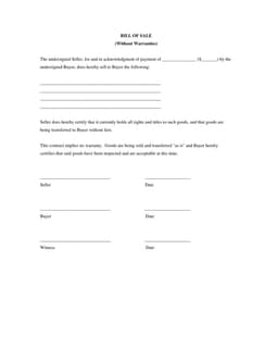 California As-Is Car Bill of Sale Without Warranties Overview form preview