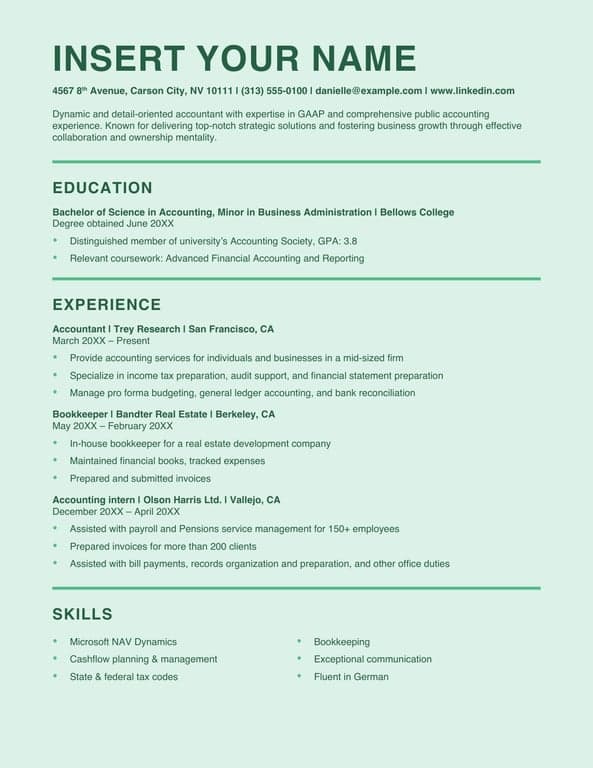 ATS stylish accounting resume