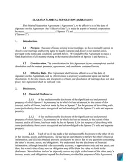 Alabama Marital Settlement Agreement for Simplified Dissolution form preview