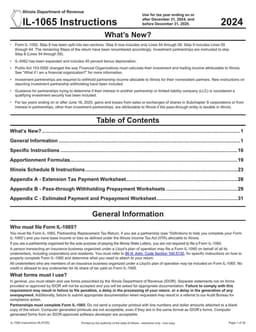 Illinois IL-1065 Tax Year 2024 Update - New Steps and Bonus Depreciation Rules form preview