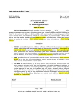 Georgia Building Authority Commercial Lease Agreement Sample form preview