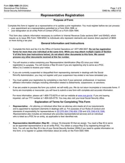 SSA-1699 Registration for Social Security Representatives and Point of Contact Designation form preview