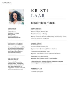 Modern nursing resume form preview
