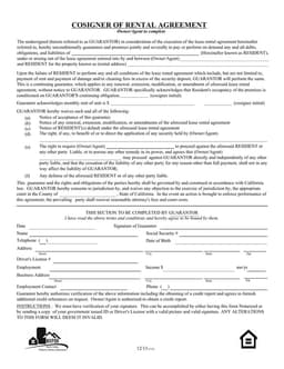 Rental Agreement Guarantor Application - Financial Responsibilities and Obligations form preview