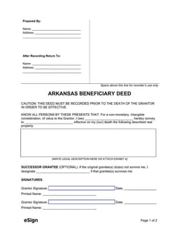 Arkansas Property Transfer upon Death and Successor Grantee Assignment form preview