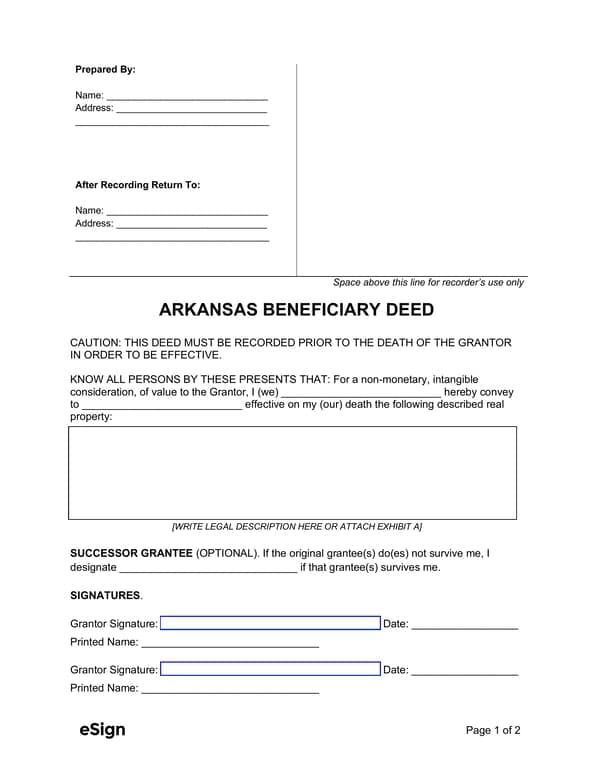 Arkansas Property Transfer upon Death and Successor Grantee Assignment
