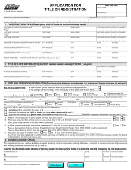 California DMV Title or Registration Application REG 343 form preview