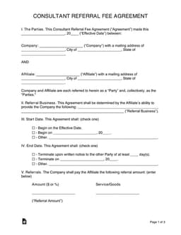 Consultant Referral Fee Agreement - Boost Your Business with Affiliates form preview
