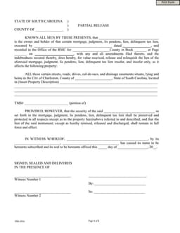 South Carolina PR1-2015 Property Release Document form preview