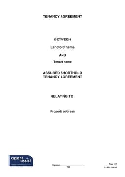 Assured Shorthold Tenancy Agreement - England Housing Acts 1988 and 1996 form preview