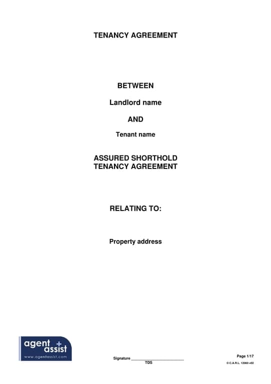 Assured Shorthold Tenancy Agreement - England Housing Acts 1988 and 1996