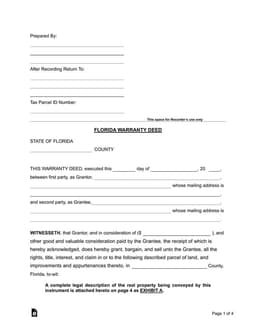 Florida Property Ownership Transfer Procedure - General Warranty Deed form preview