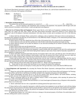Illinois Pontoon Boat Rental Agreement-Waiver and Release of Liability form preview