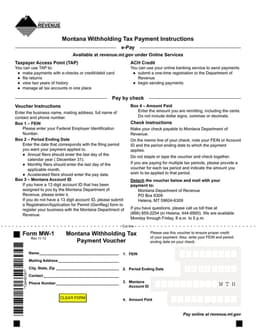 MW-1 Montana Withholding Tax Payment Voucher Summary form preview