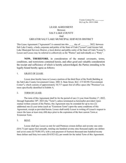 Utah Commercial Lease Agreement - Salt Lake Government Center Lease form preview
