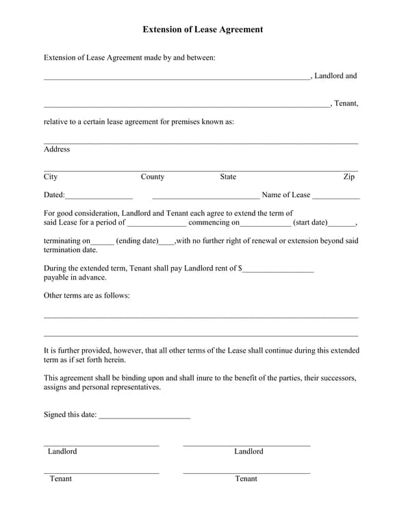 Get the most current Lease Agreement Extension for Commercial Properties form now