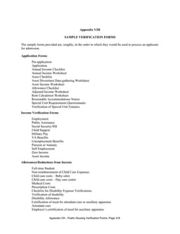 Appendix VIII Public Housing Verification Essentials form preview