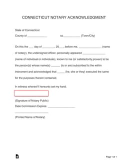 Connecticut Notary Acknowledgment for Identity Confirmation and Document Sanctioning form preview