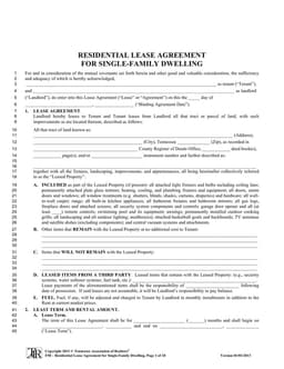 F58 Tennessee Single-Family Dwelling Lease Agreement Overview form preview