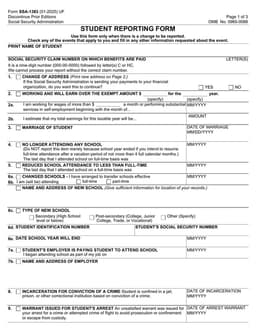 SSA-1383 - Student Status Update for Social Security Administration form preview