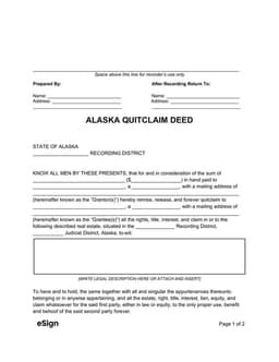 Alaska Real Estate Title Transfer Deed form preview