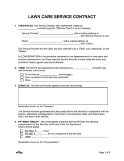 Lawn Care Service Contract Agreement Overview form preview