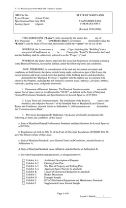 Maryland State Lease Agreement DGS 680-3 form preview