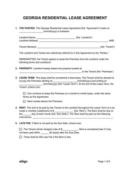 Georgia Residential Lease Agreement GA101 form preview