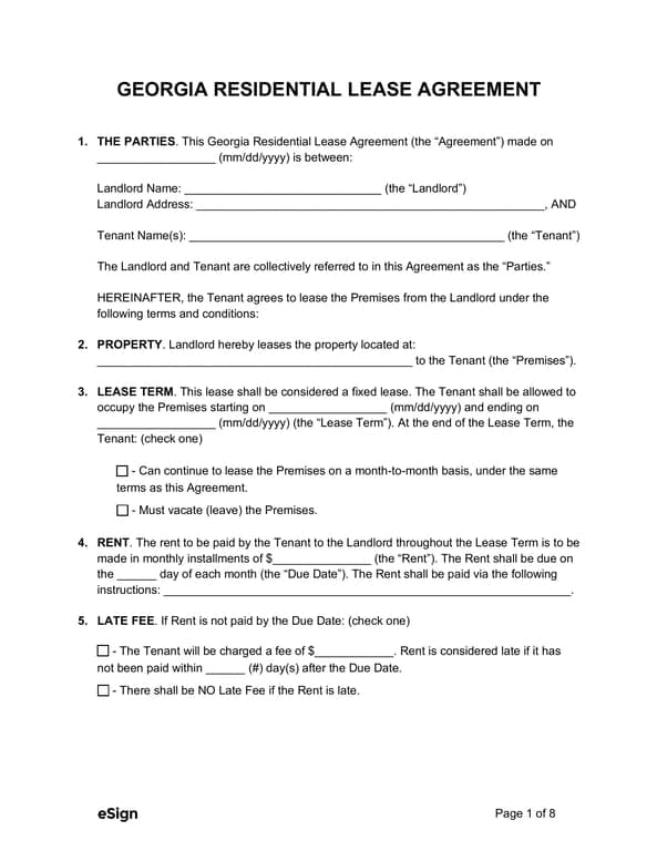 Get the most current Georgia Residential Lease Agreement GA101 form now