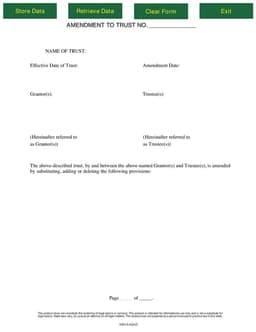Trust Amendment Toolkit: Change Provisions in Your Trust Agreement form preview